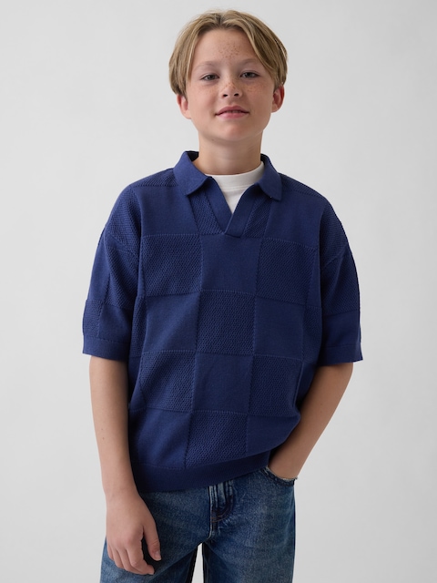 Kids 100% Cotton Checkered Sweater Shirt
