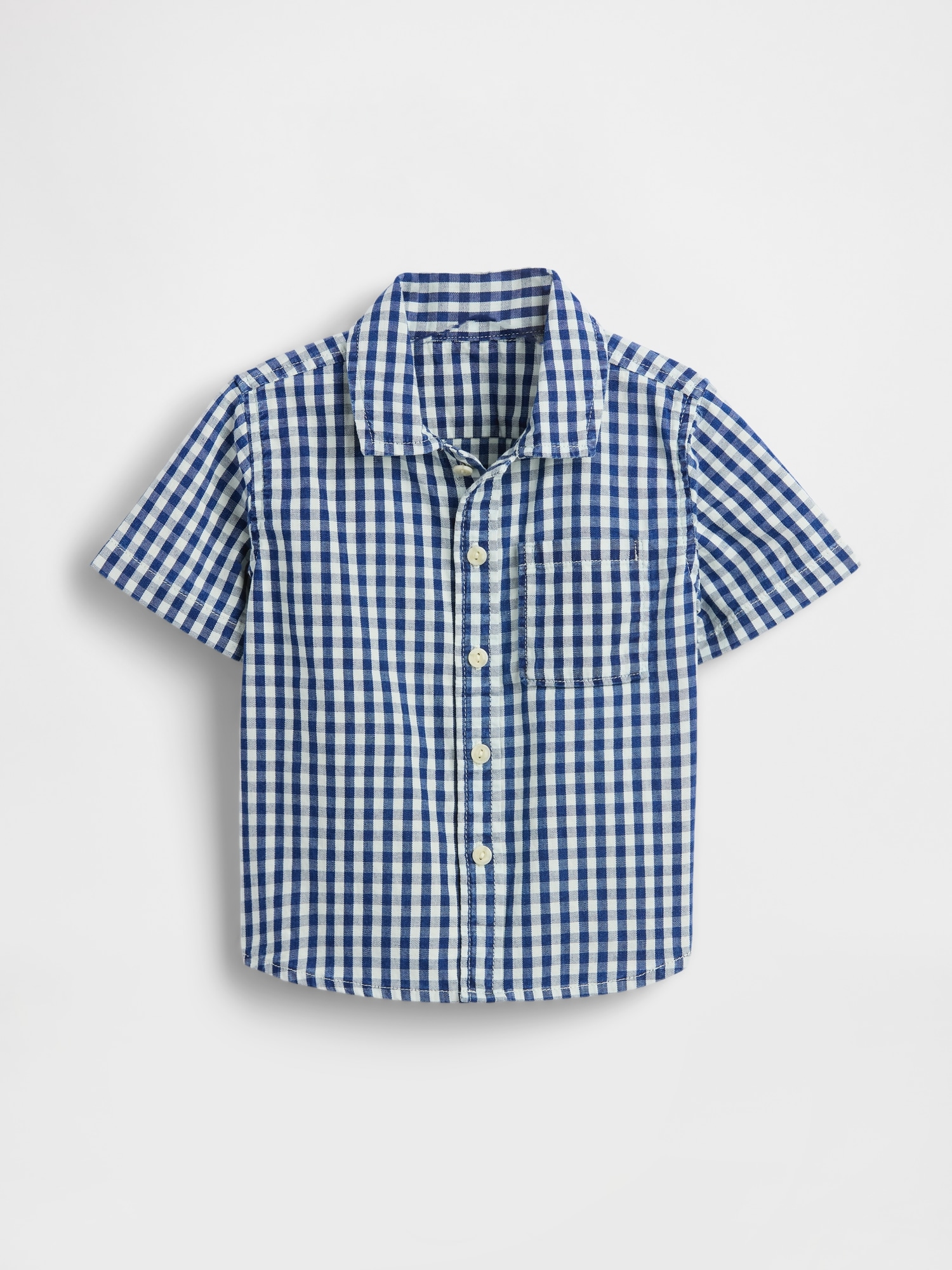 Рубашка Gap Gingham Denim Big Shirt для малышей, цвет: Индиго в мелкую клетку — фото 2