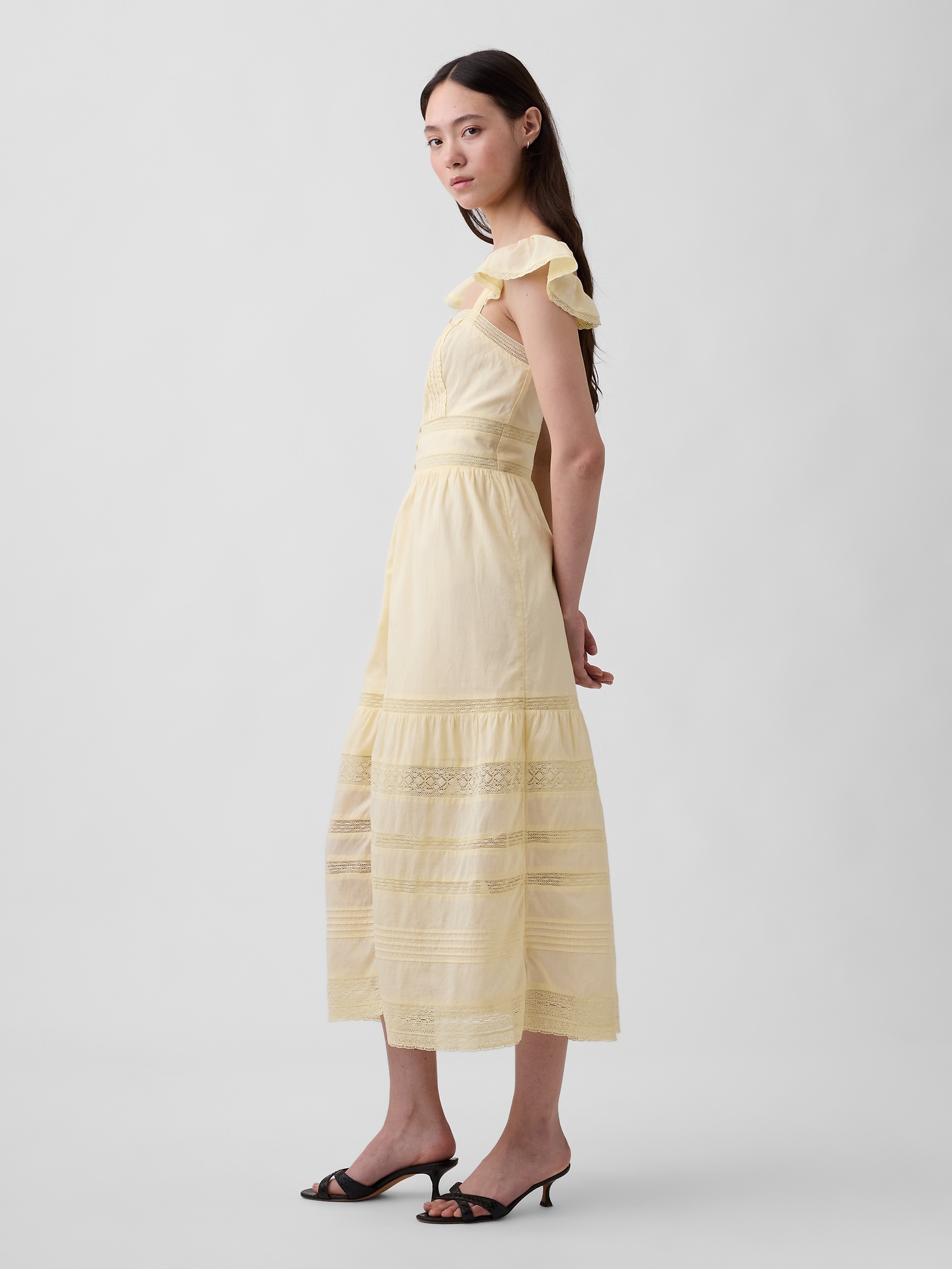 Женское платье Gap Lace Ruffle Voile Maxi, цвет: Жёлтый — фото 2