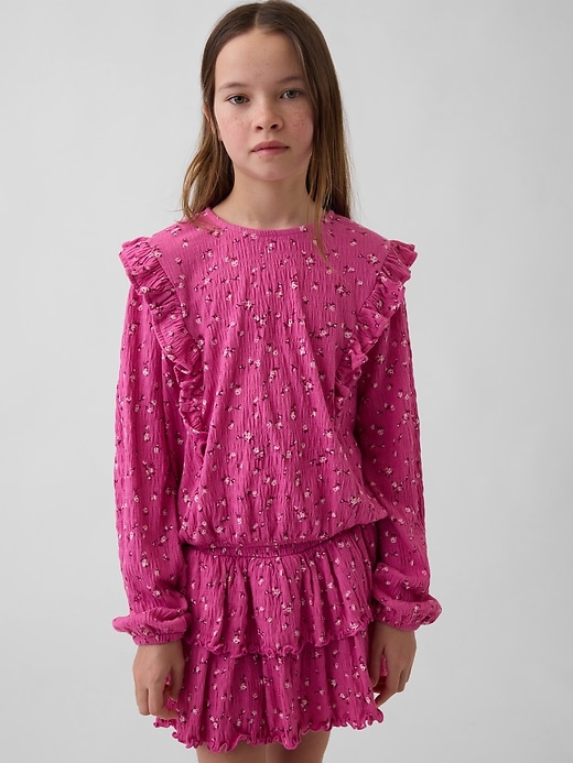 Kids Crinkle Knit Ruffle Top