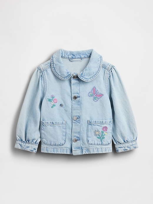 Image number 2 showing, Baby & Toddler Denim Embroidered Chore Jacket