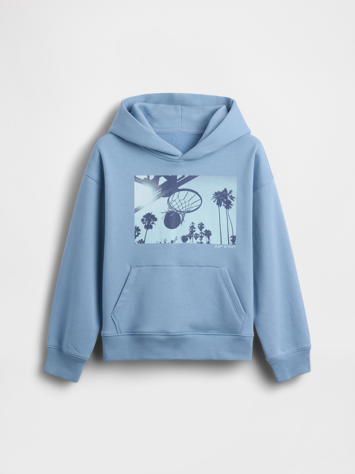 Детское худи Gap VintageSoft Relaxed Graphic, цвет: Синий — фото 2