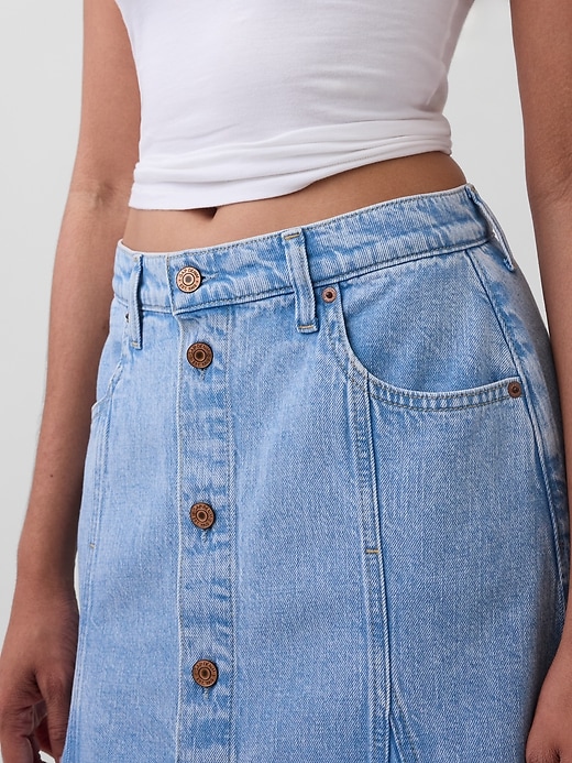 Image number 4 showing, Denim Seamed Button-Front Maxi Skirt