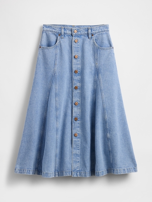 Image number 5 showing, Denim Seamed Button-Front Maxi Skirt