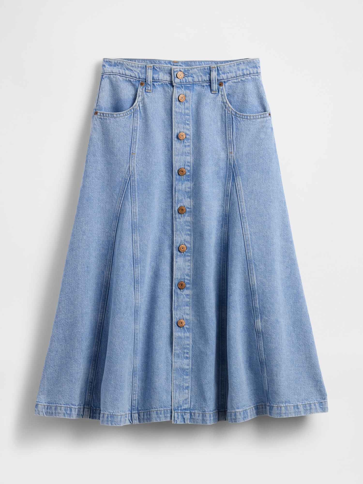 Женские юбки Gap Denim Seamed Button-Front Maxi Skirt — фото 5