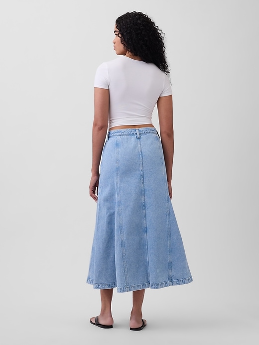 Image number 2 showing, Denim Seamed Button-Front Maxi Skirt