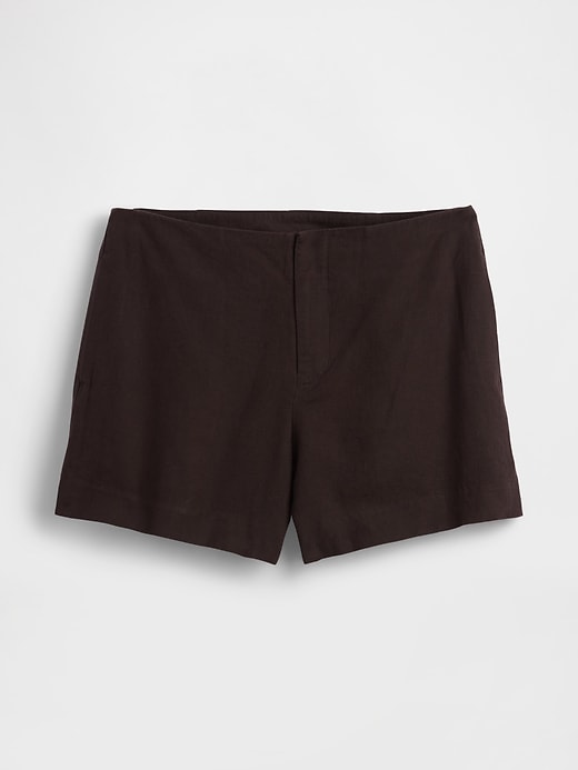 Image number 2 showing, 4" Mid Rise Linen-Blend Shorts