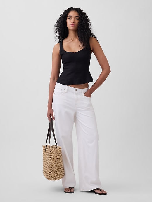 Image number 2 showing, Linen-Blend Peplum Top