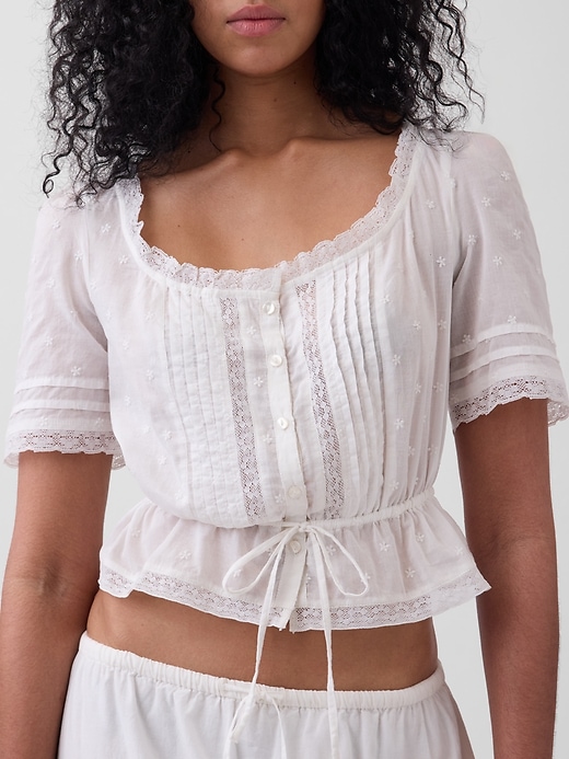 Image number 4 showing, Lace-Trim Peplum Top
