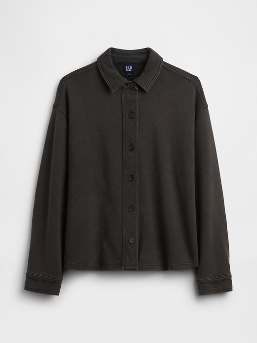 Image number 2 showing, French Terry Oversized Button-Front Shirt