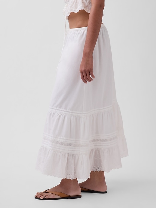 Image number 3 showing, High Rise Tiered Lace-Trim Maxi Skirt