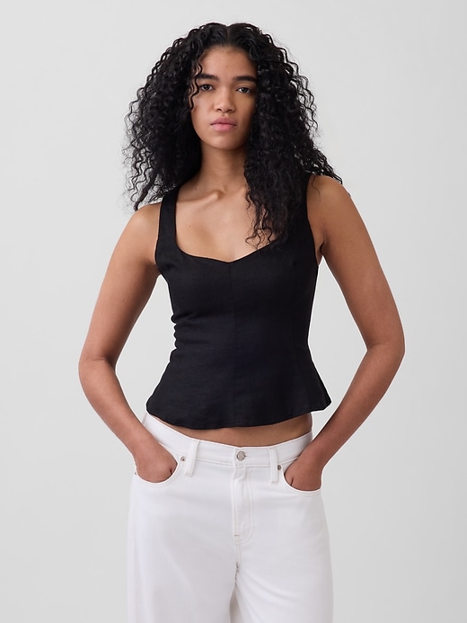 Image number 1 showing, Linen-Blend Peplum Top