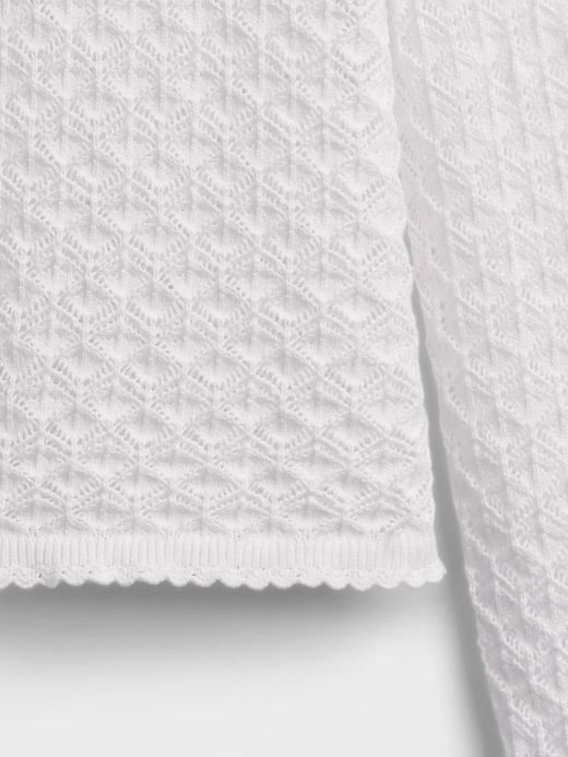 Image number 4 showing, 100% Cotton Pointelle Crop Sweater