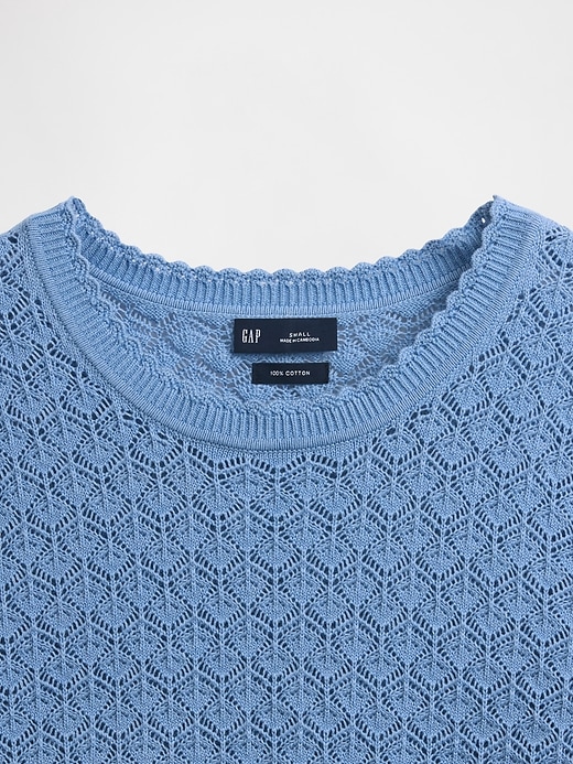 Image number 4 showing, 100% Cotton Pointelle Crop Sweater