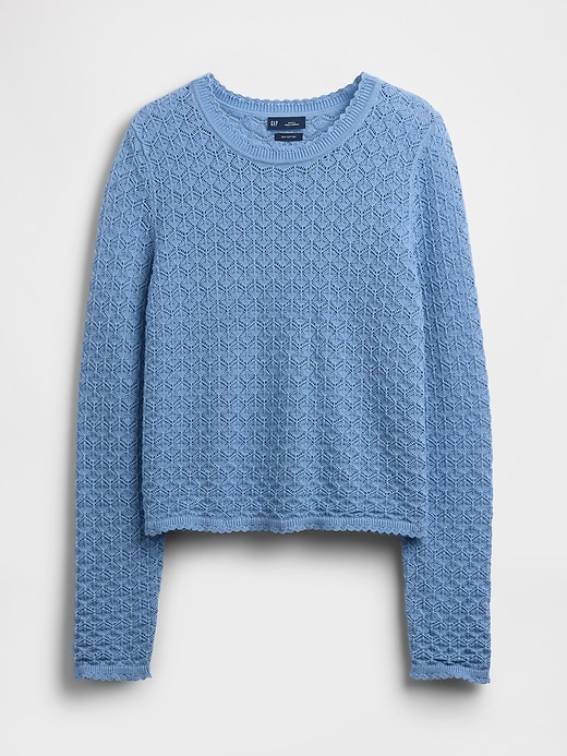 Image number 5 showing, 100% Cotton Pointelle Crop Sweater