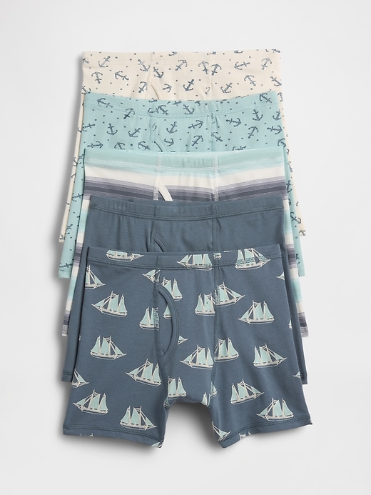 Image number 1 showing, Kids Organic Stretch Cotton Boxer Briefs (5-Pack)