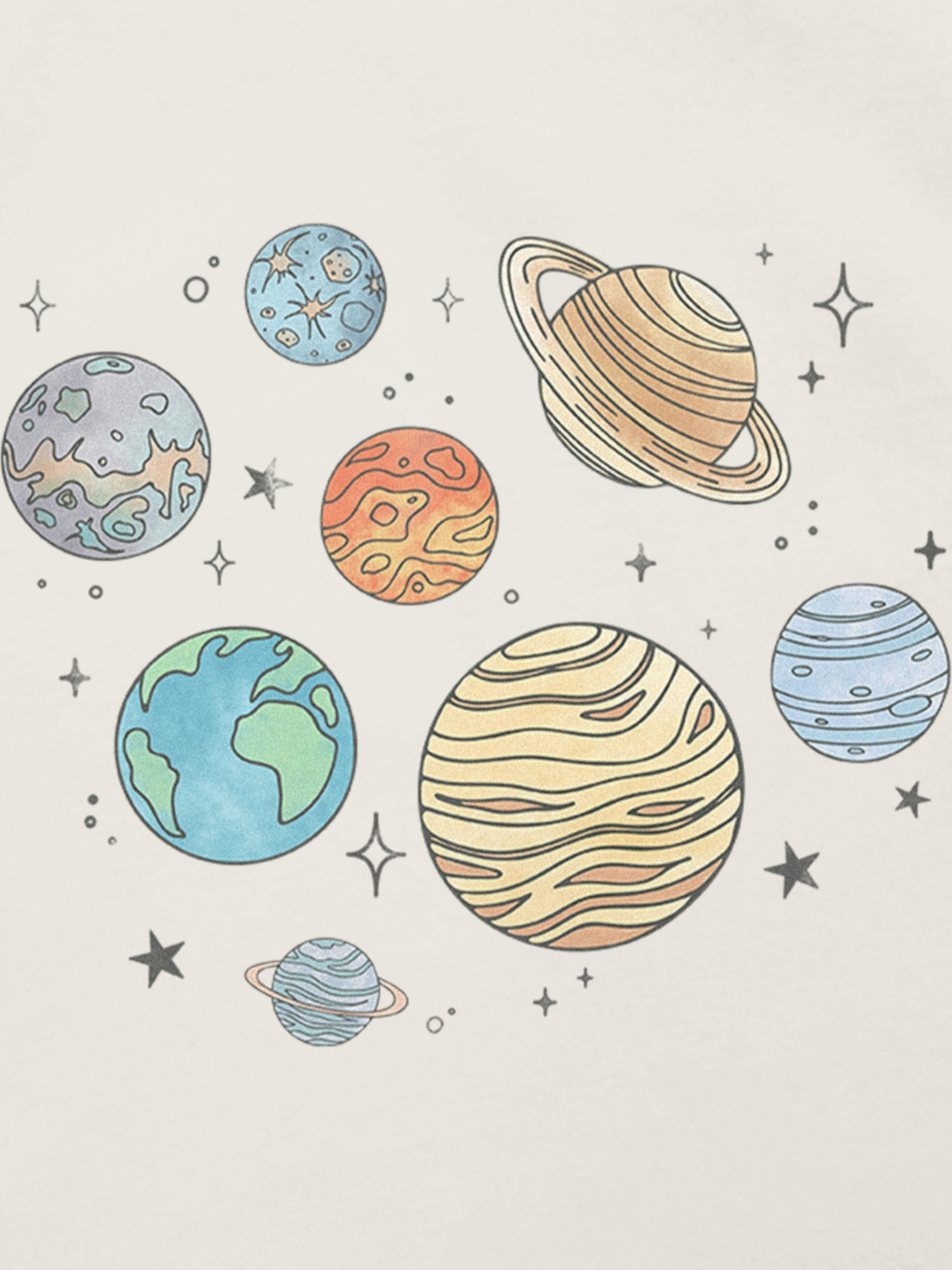 Футболка Gap Planets Jumble Graphic T-Shirt для малышей, цвет: Молочный белый — фото 3