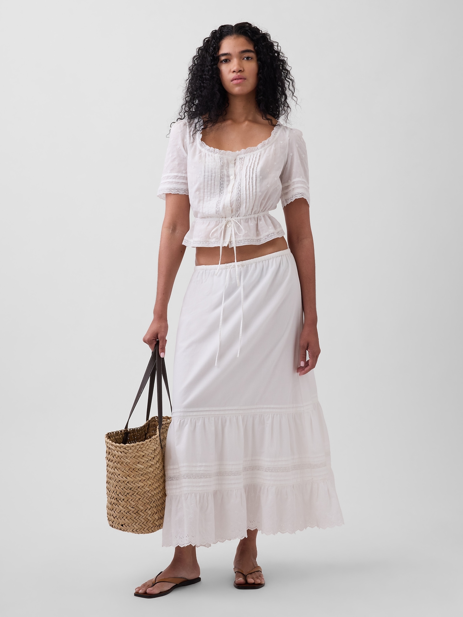 Lace-Trim Peplum Top