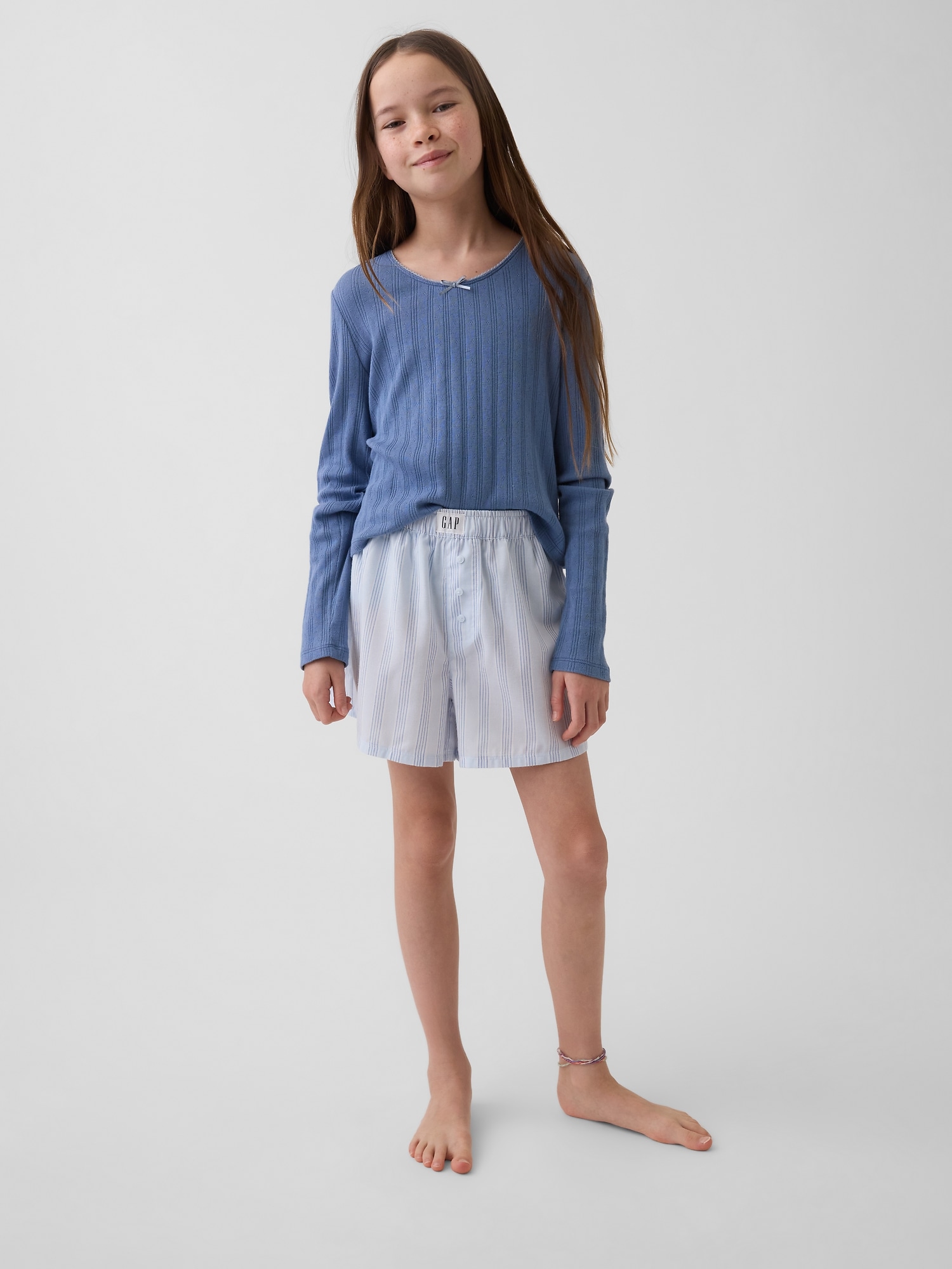 Kids Recycled Poplin PJ Boxer Shorts