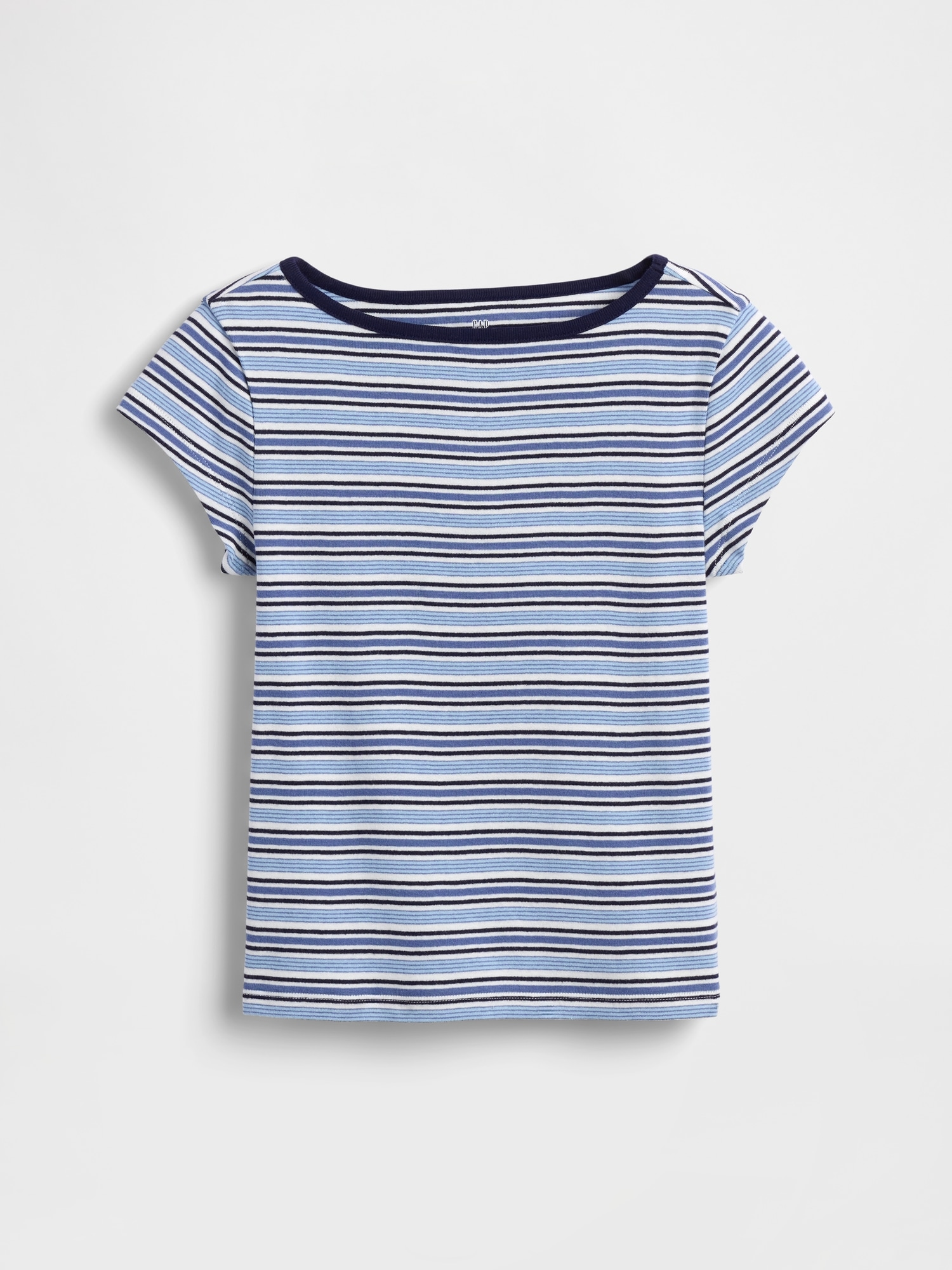Детская футболка Gap Fitted Cap-Sleeve, цвет: Синий полосатый — фото 2