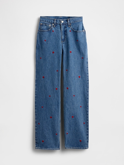 Image number 5 showing, Mid Rise Relaxed Embroidered Straight Jeans