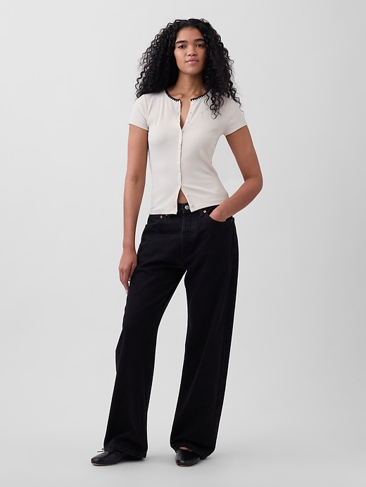 Image number 2 showing, Modern Rib Button-Front Crew T-Shirt