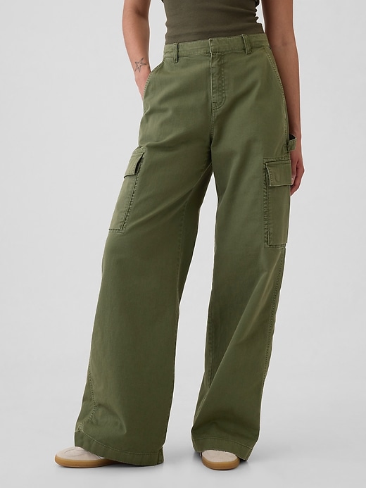 Image number 1 showing, Mid Rise Cargo Baggy Khakis