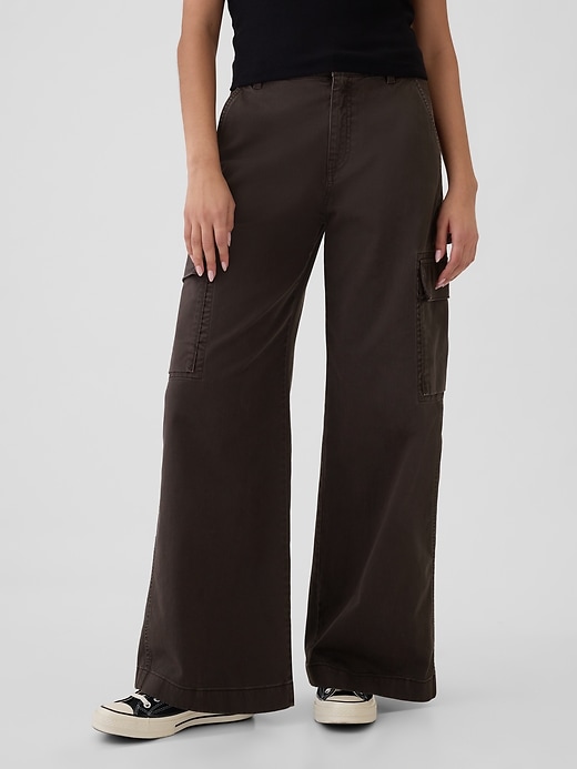 Image number 1 showing, Mid Rise Cargo Baggy Khakis