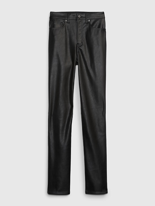 Image number 1 showing, High Rise Vegan Leather Vintage Slim Pants
