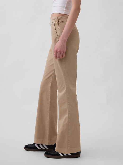 Image number 3 showing, Low Rise Fitted Flare Khakis