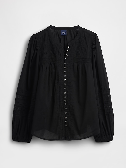 Image number 5 showing, Lace-Trim Pintuck Top