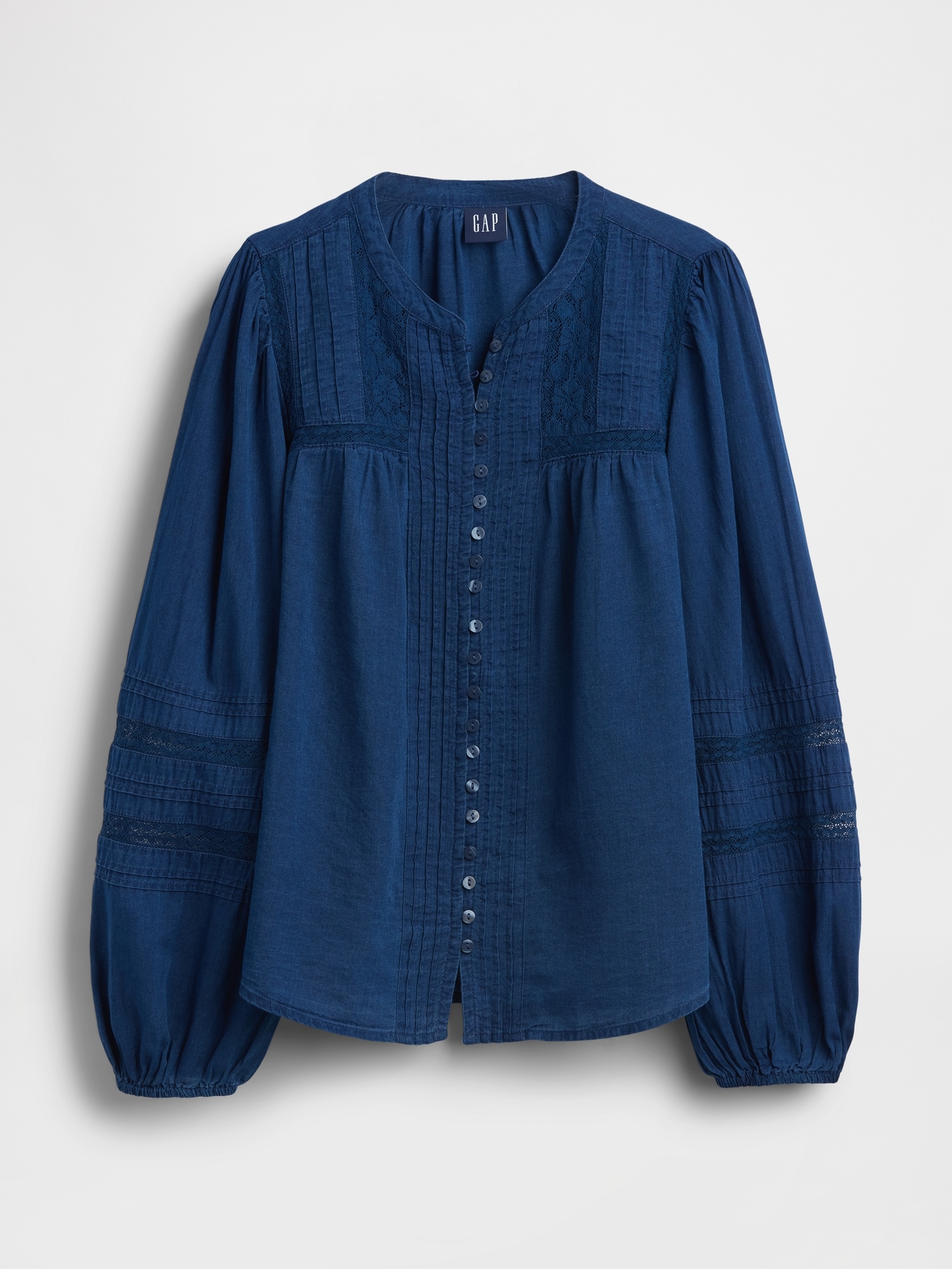 Lace-Trim Pintuck Top