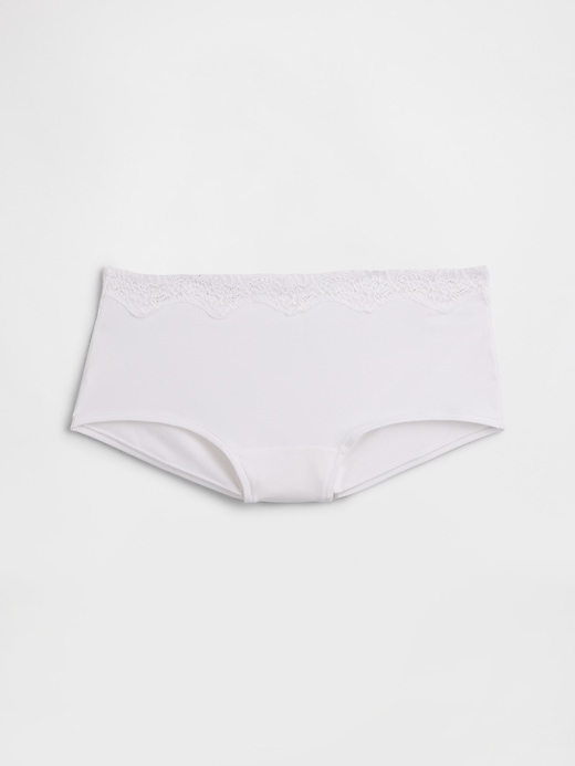 Image number 4 showing, Organic Stretch Cotton Lace-Trim Shorty