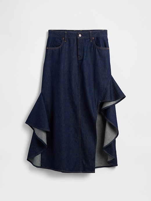 Image number 7 showing, Gap × HFR Ruffle Denim Midi Skirt by IGDALYAH