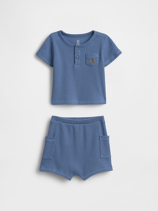 Image number 1 showing, Baby Waffle Henley Outfit Set