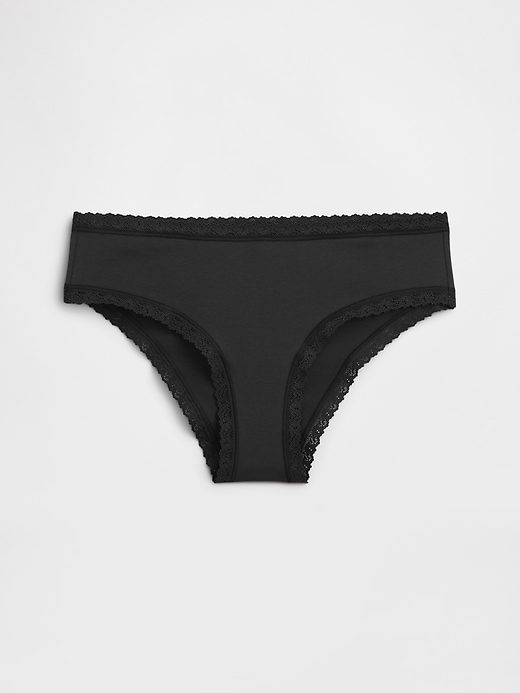 Image number 3 showing, Organic Stretch Cotton Lace-Trim Hipster