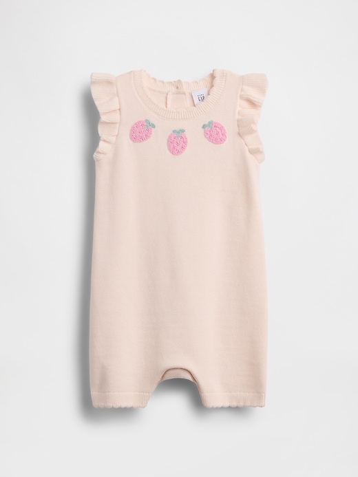Image number 1 showing, Baby Strawberry Sweater Shorty One-Piece