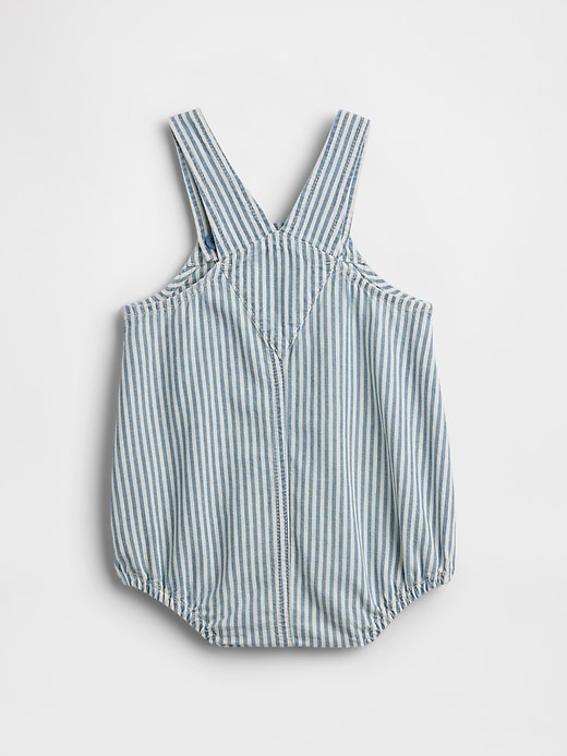 Image number 2 showing, Baby Denim Stripe Bear Pocket Bubble Bodysuit