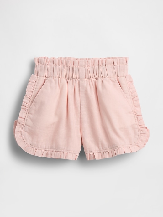 Image number 1 showing, Baby & Toddler Linen-Cotton Ruffle Dolphin Shorts