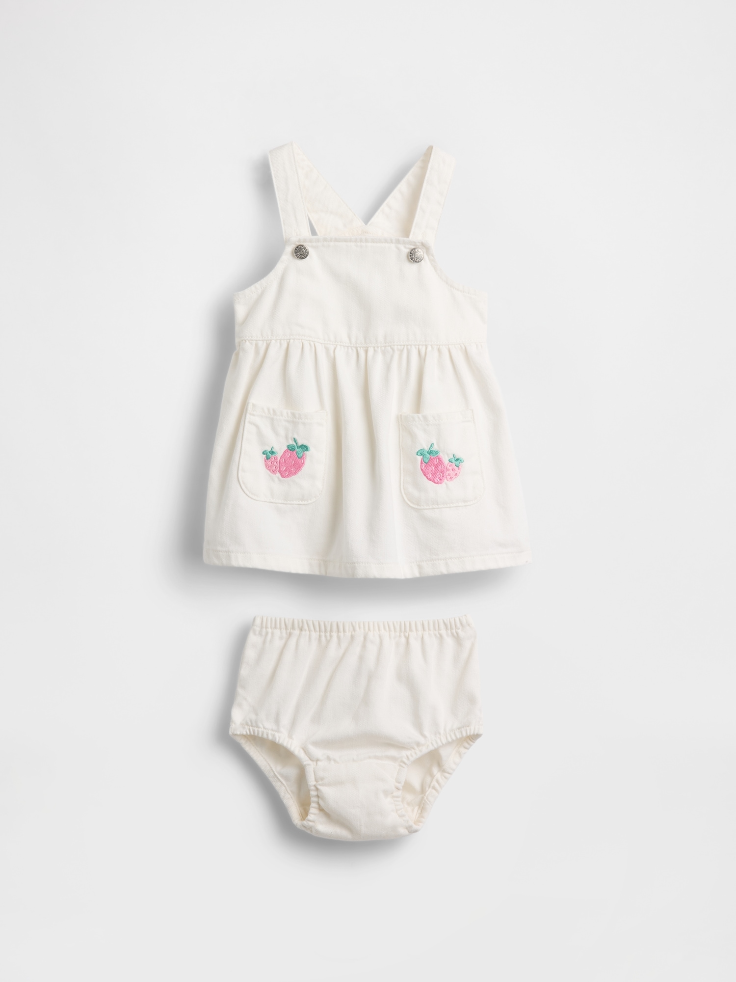 Baby Denim Strawberry Skirtall Set