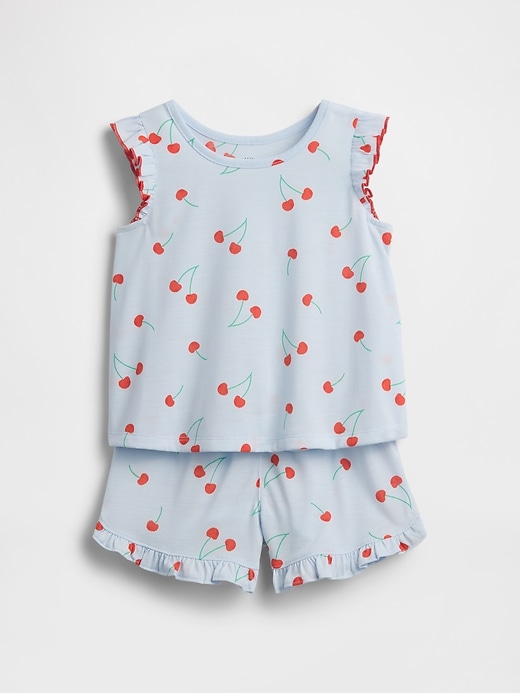 Image number 1 showing, Baby & Toddler Recycled Ruffle Fruit PJ Short Set