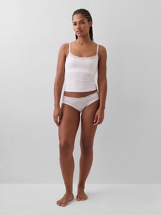 Image number 4 showing, Organic Stretch Cotton Lace-Trim Cami
