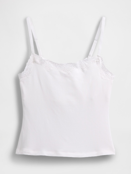 Image number 5 showing, Organic Stretch Cotton Lace-Trim Cami