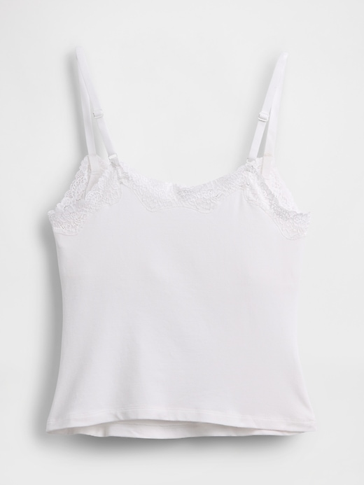 Image number 6 showing, Organic Stretch Cotton Lace-Trim Cami