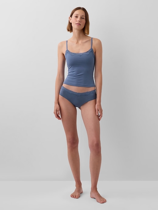 Image number 4 showing, Organic Stretch Cotton Lace-Trim Cami