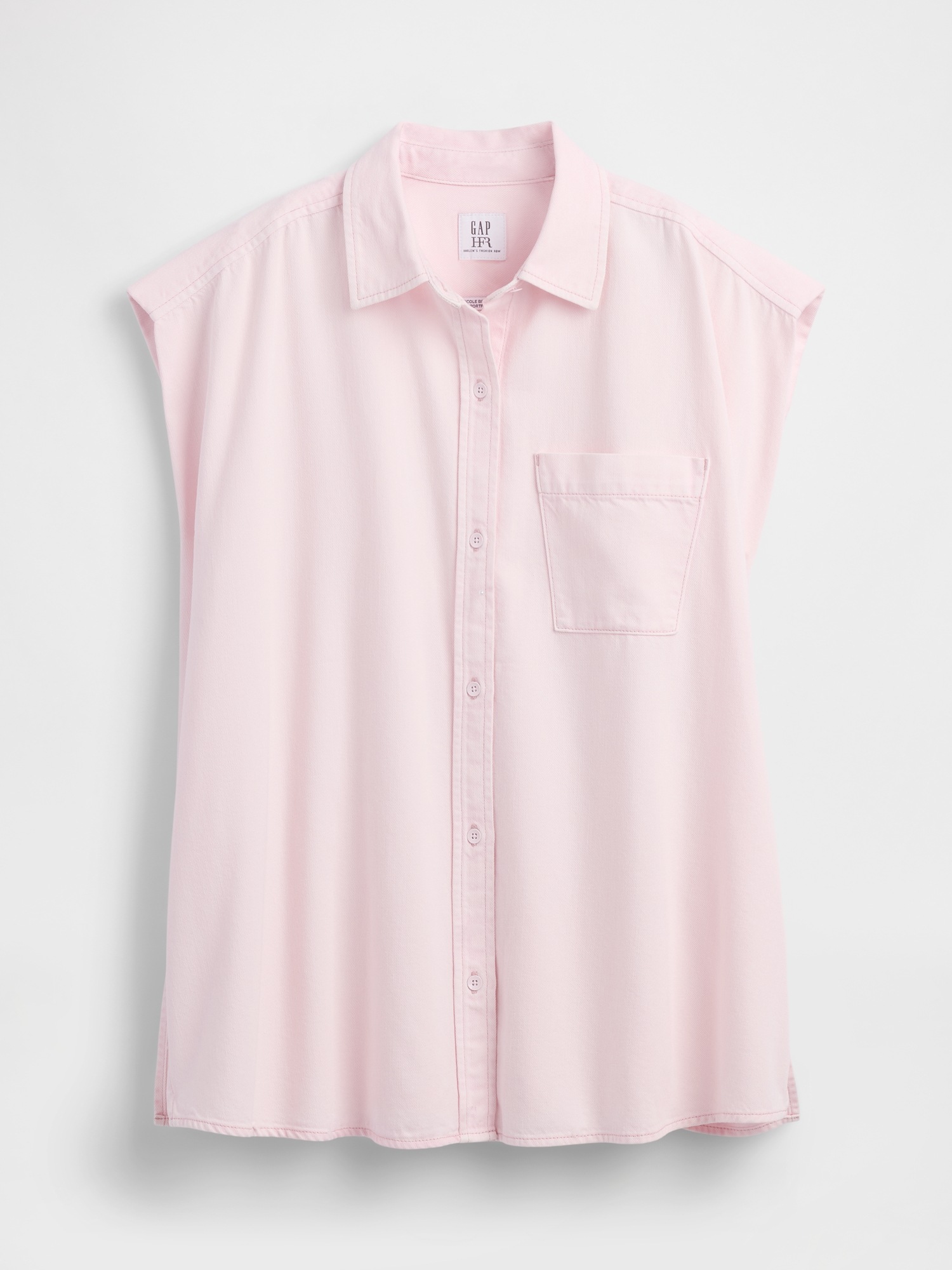Женская рубашка Gap × HFR UltraSoft Denim Wide-Shoulder Shirt by Nicole Benefield Portfolio, цвет: Мягкий розовый — фото 5