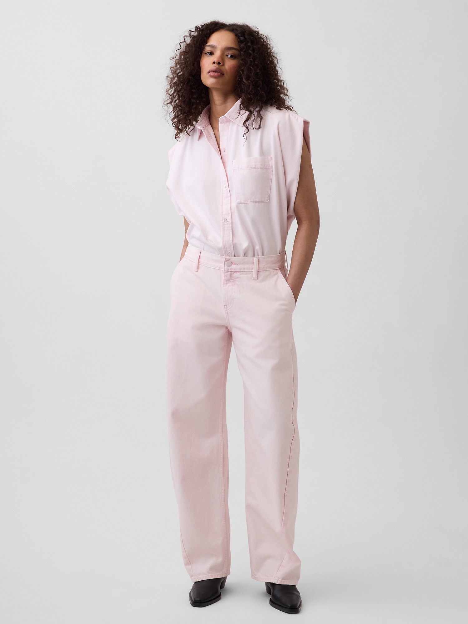 Женские джинсы Gap × HFR Low Rise Pink Baggy Barrel Jeans by Nicole Benefield Portfolio