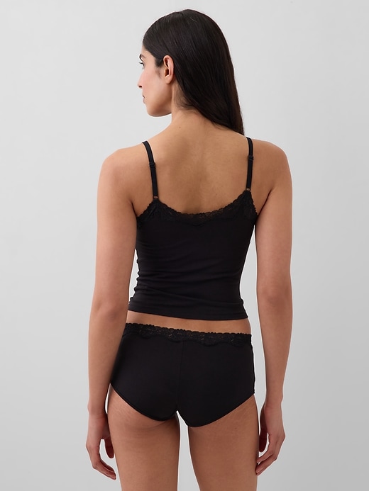 Image number 2 showing, Organic Stretch Cotton Lace-Trim Cami