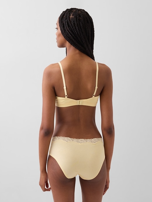 Image number 2 showing, Organic Stretch Cotton Lace-Trim Triangle Bra