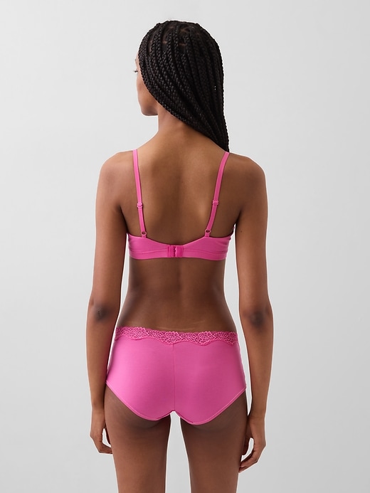 Image number 2 showing, Organic Stretch Cotton Lace-Trim Triangle Bra